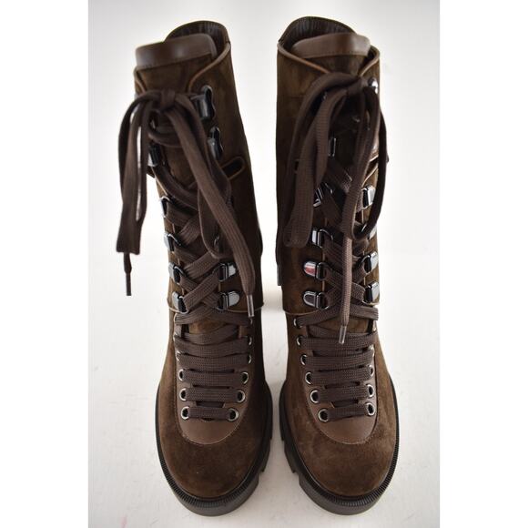 Christian Louboutin Macademia 100 Brown Platform Block Heel Combat Boot 40 - Picture 6 of 14